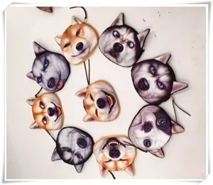 Detailed collection of various cute dog-shaped plush coin purses with secure zippers