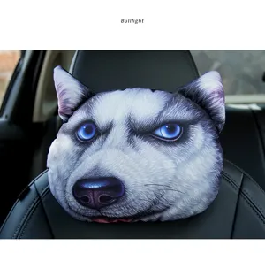 Almohada reposacabezas husky 3D realista para el cuello y decoración del coche