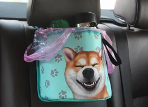 Poubelle de voiture Shiba Inu mignonne sac de rangement suspendu pour siège arrière