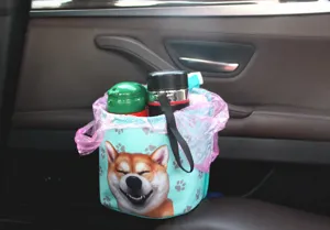 Poubelle de voiture Shiba Inu cartoon et bac de rangement dans l'habitacle du véhicule