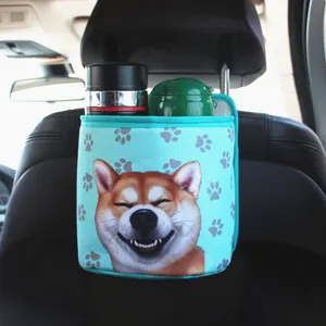 Sac de rangement suspendu pour dossier de siège auto Shiba Inu et poubelle de voiture