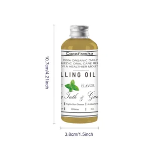 CocoFresha herbal mint pulling oil for daily oral care, teeth whitening and gum health, 4 oz.