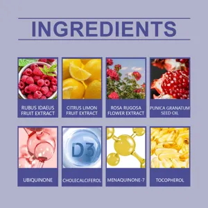 Mouthwash ingredient details infographic showing natural botanical extracts and vitamins.