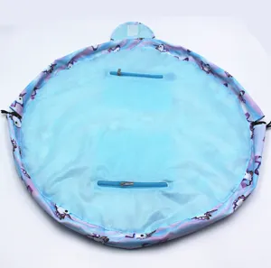 Grand sac à maquillage licorne à cordon de serrage avec poches zippées de rangement