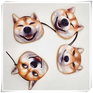 Set of four Shiba Inu coin purses with different funny expressions and zipper closures