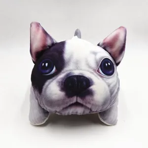 Lindo soporte de caja de pañuelos de felpa de bulldog francés para el reposabrazos