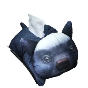 Soporte creativo de caja de pañuelos de peluche de animal 3D para reposabrazos coche