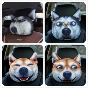 Reposacabezas 3D para coche con divertidos diseños de Husky y Shiba Inu