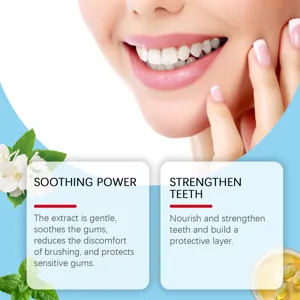 Vue détaillée du dentifrice à la menthe pour apaiser les gencives et renforcer.