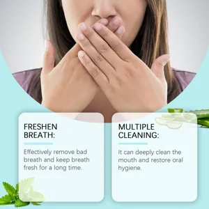 Vue detaillee montrant les importants bienfaits rafraichissants pour le nettoyage buccal.