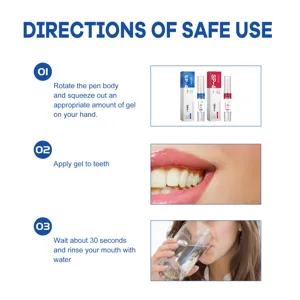 EELHOE teeth care gel instruction guide showing 3 easy steps for safe and effective oral use.