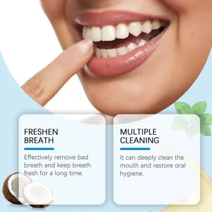 Coconut mouthwash and oil pulling for fresh breath and deep oral hygiene daily care.