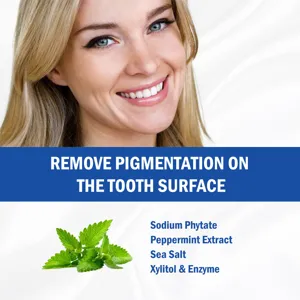 Teeth whitening powder remove surface pigmentation peppermint extract natural formula fresh breath