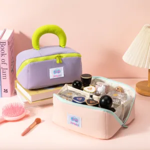 Marshmallow Pillow Makeup Bag Large Capacity Portable Travel Toiletry Organizer Waterproof Nylon Quilted Cosmetic Bag For Women Girls