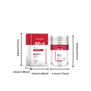 Poudre blanchissante dentaire probiotique avec boîte et pot, soin buccal quotidien 50g.