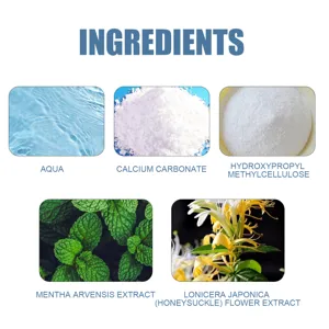 Ingrediëntdetails van tandpasta met natuurlijke munt en kamperfoelie plantenextracten.