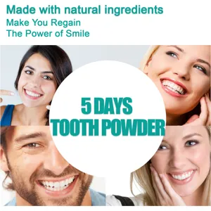 Poudre dentaire naturelle pour blanchir les dents en 5 jours, haleine fraîche et propre.