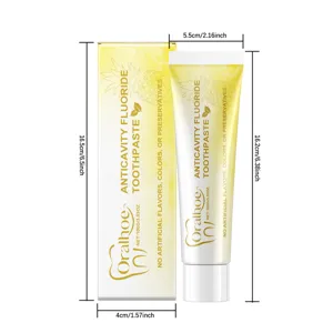 Oralhoe pineapple anti-cavity fluoride toothpaste 100g detail view with packaging box