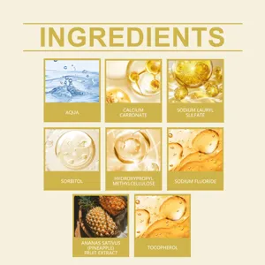 Detailed infographic highlighting the natural pineapple extract and active ingredients of toothpaste.