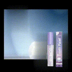 Close-up view of the teeth whitening pen and its packaging box for oral care and cleaning.