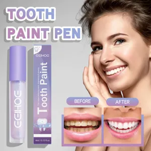 EELHOE teeth whitening pen detail showing instant stain removal effect and clean smile.