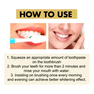 Image de detail des instructions d'utilisation du dentifrice montrant les etapes.