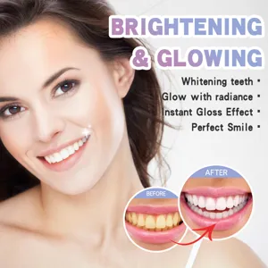 Teeth whitening pen detail view showing dramatic before and after results for bright smile.