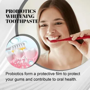 Probiotika Aufhellungs-Zahnpasta für sanfte Zahnpflege, Zahnfleischschutz und frischen Atem.