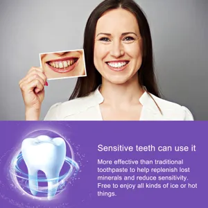 Detail de dentifrice blanchissant presentant le soin des dents sensibles et hygiene quotidienne.