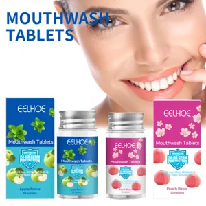 EELHOE Portable Mouthwash Tablets Oral Care Breath Freshener 30 Tablets Apple Peach