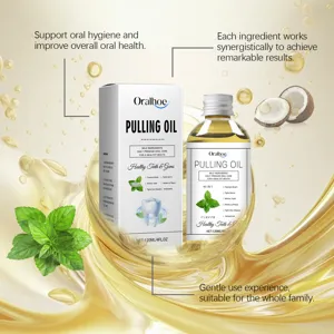 Oralhoe coconut pulling oil for fresh breath, clean teeth stains, oral hygiene, mint flavor 120ml