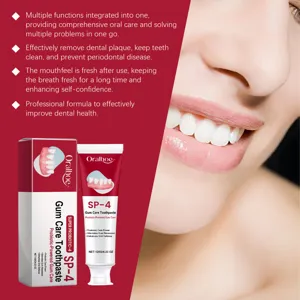 Oralhoe SP-4 dentifrice soin des gencives aux probiotiques, vue détaillée et haleine fraîche.