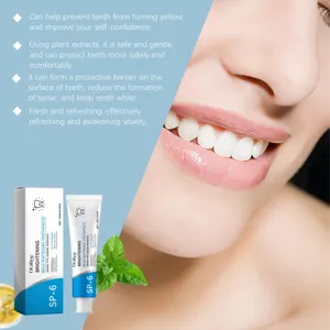 Détail du dentifrice blanchissant doux Oralhoe dents propres, extraits de plantes, frais.