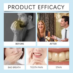 Oral care product efficacy detail chart showing before and after results for fresh breath.