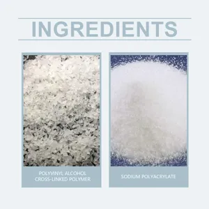 Vista dettagliata degli ingredienti del kit di protesi dentaria con materiali polimerici e polvere.
