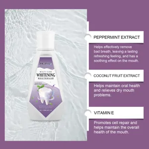 Oralhoe Whitening Mundwasser mit Pfefferminz und Kokosextrakt für langanhaltend frischen Atem.