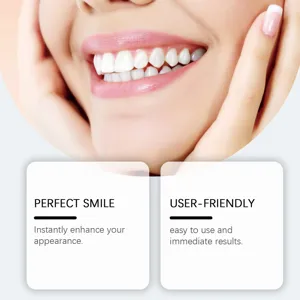 Dettaglio del set di denti cosmetici che mostra un sorriso bianco e una comoda vestibilità.