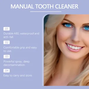 Detail view of manual tooth cleaner showcasing waterproof ABS material and ergonomic grip.