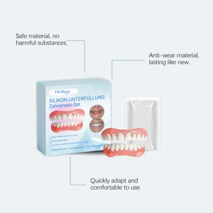 Set di protesi dentarie cosmetiche superiori e inferiori, vestibilità comoda per un sorriso luminoso.