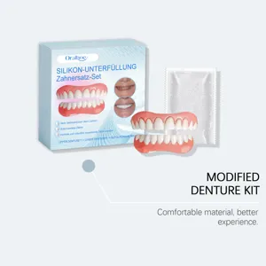 Kit dentiera modificata Oralhoe con denti superiori, inferiori e perle per un bel sorriso.