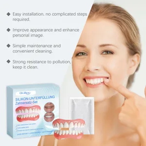 Set di denti finti cosmetici ORALHOE con arcata superiore e inferiore per un sorriso perfetto.