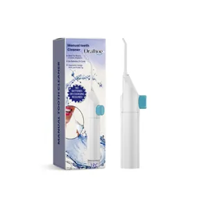 Portable manual tooth cleaner and oral irrigator for daily teeth cleaning and gum care.