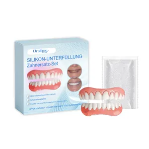 Set di dentiere in silicone Oralhoe con denti superiori inferiori e perle per il sorriso.