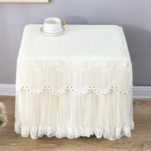 Copertura antipolvere per comodino in pizzo bianco, elegante tessuto trapuntato nuovo