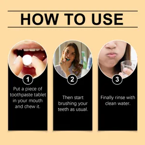 Comprimés de dentifrice menthe vanille portables pour haleine fraîche et soins dentaires