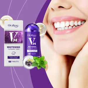 Oralhoe V34 Comprimés de Dentifrice Blanchissant 30pcs nettoyage portable soin des dents menthe.