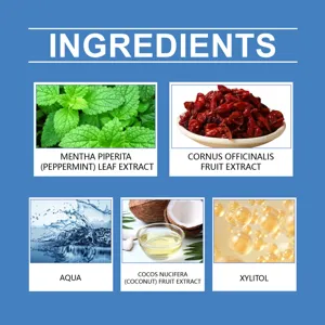 ORALHOE mouthwash detail ingredients view showing natural mint coconut and xylitol extracts.