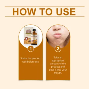 Detailed usage guide graphic for herbal oral care solution with clear step-by-step instructions.