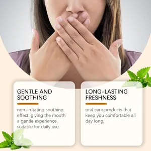 Herbal oral care detail showing gentle soothing effect and long-lasting freshness for daily use.