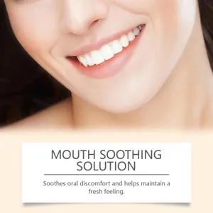 Herbal oral soothing care liquid to refresh breath and relieve discomfort effectively.